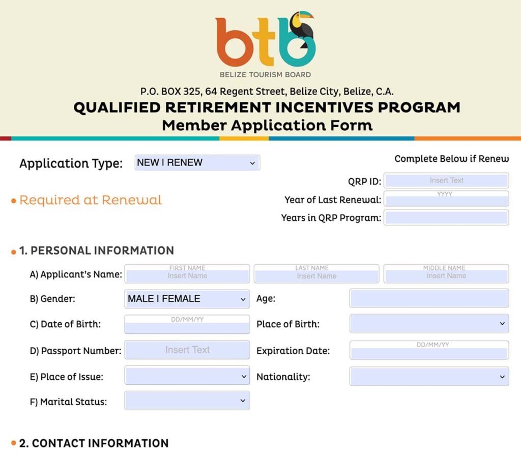 belize retirement program form application preview belize retirement program application form